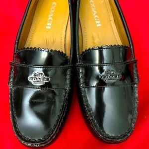 Coach Women's Odette Black Patent Leather Flats Casual Loafers Sz 6.5